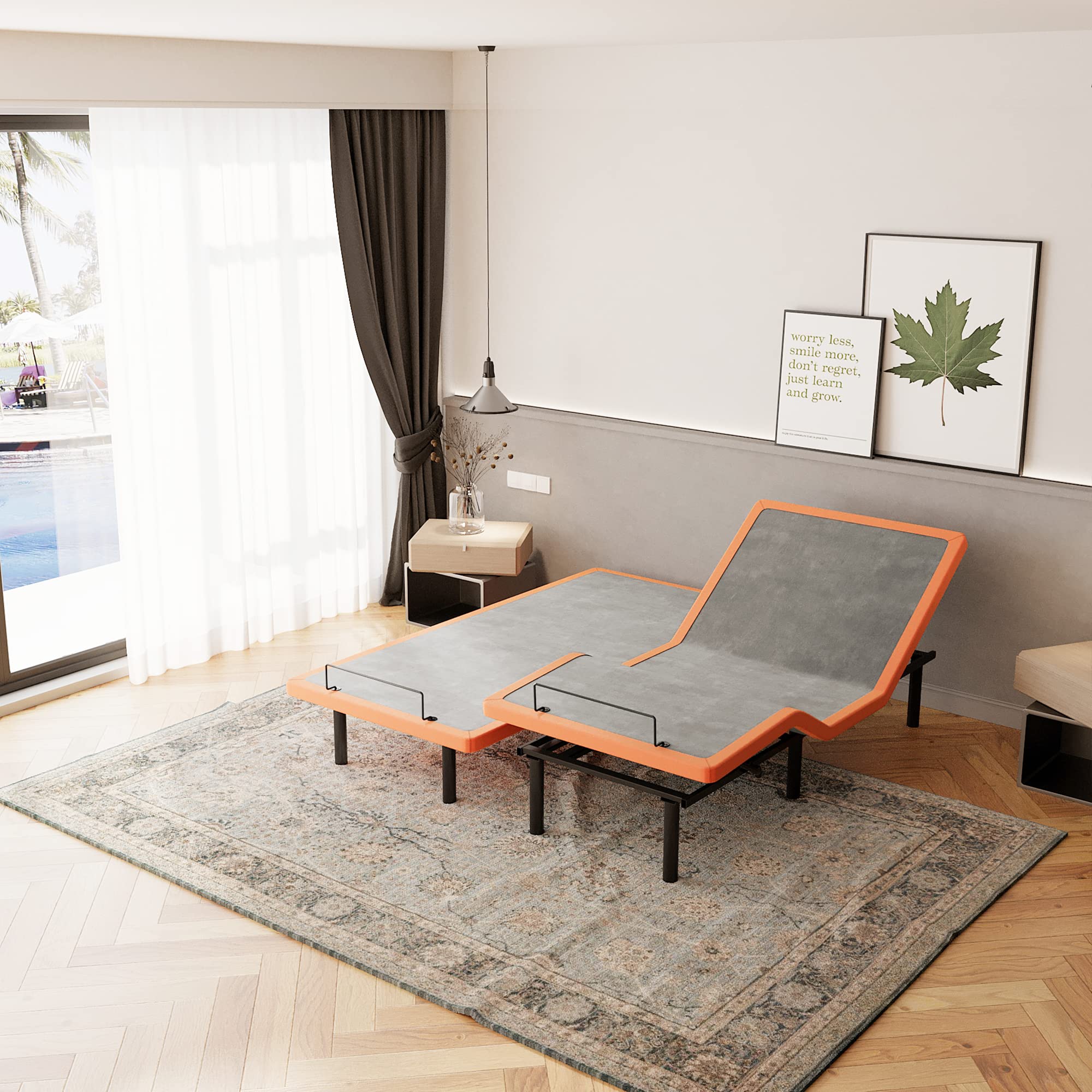 Eshine Split King Adjustable Bed Frame - Independent Control, Adjustable Bed With Massage, Wireless Remote, Foot&Head Incline, Zero Gravity, Dual Usb Ports, Under Bed Light, E3000 Premium Series